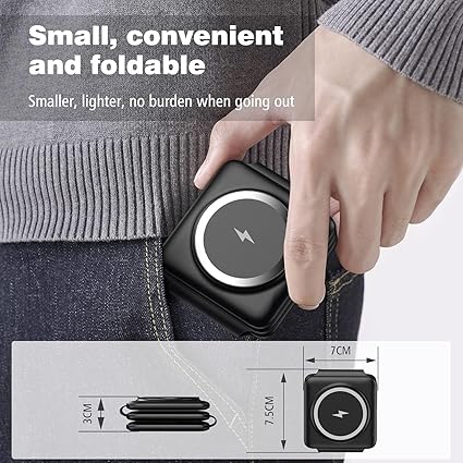 Foldable 3-in-1 Wireless Charger Station Multiple Appleee Devices Travel Charging Pad Dock for Watch iPhoneee 16 15 14 13 12 Pro Max Plus & Earpod