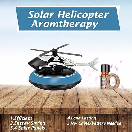 Solar Powered Helicopter for Car Accessories for Dashboard with Aroma Diffuser for Car interior Dashboard Helicopter Solar Car Accessories Oil, Ocean, Pack fo 1