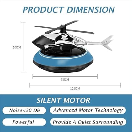 Solar Powered Helicopter for Car Accessories for Dashboard with Aroma Diffuser for Car interior Dashboard Helicopter Solar Car Accessories Oil, Ocean, Pack fo 1