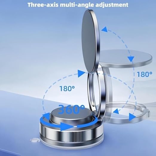 Universal T28 Ring Magnetic Mobile Vaccum Mount with 360 Degree Adjustable Phone Holder for Smartphones Multi Flat Surface Compatible for Car Dashboard, Desktop, Gym, Mirror and Glass