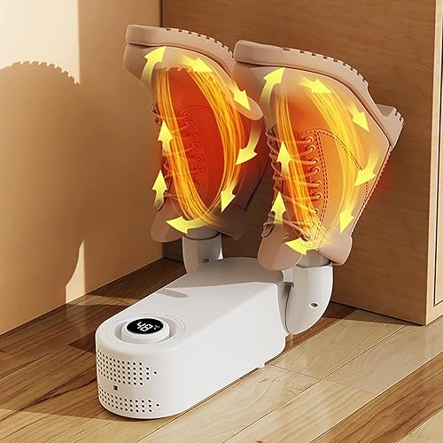 Electric Shoe Dryer Constant Temperature Shoe Dryer Timer and Handle Foot Dryer Electric Boot Warmer for Gloves Footwear Dryers Folding Design and Smart Panel