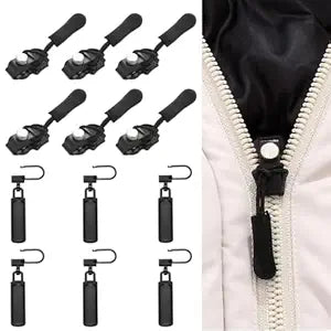 Zipper Repair Kit, 1 Pcs Instant Zipper Sliders with Nylon Pull Tabs Cords, Replacement Metal Zipper Pull for Sliding Teeth, Universal Screw Fix Removable Zippers for Bags, Garments.