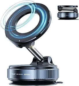 K007 Magnetic Phone Holder – 360° Vacuum Suction Cup Mount for Car, Gym, Mirror, Shower – Foldable Adjustable Stand – Universal Mobile Holder Compatible with All Phones