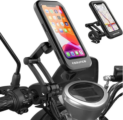 Bike Phone Mount Waterproof Smartphone Holder For 4 - 7 inches Smartphones| 360 Rotation - Black
