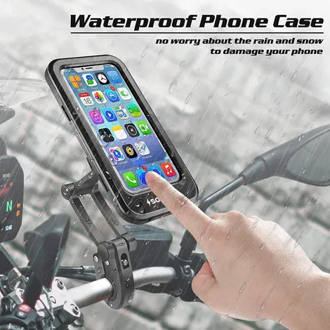 Bike Phone Mount Waterproof Smartphone Holder For 4 - 7 inches Smartphones| 360 Rotation - Black