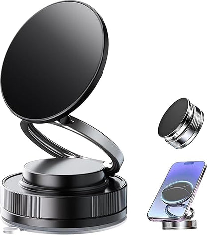 Universal T28 Ring Magnetic Mobile Vaccum Mount with 360 Degree Adjustable Phone Holder for Smartphones Multi Flat Surface Compatible for Car Dashboard, Desktop, Gym, Mirror and Glass